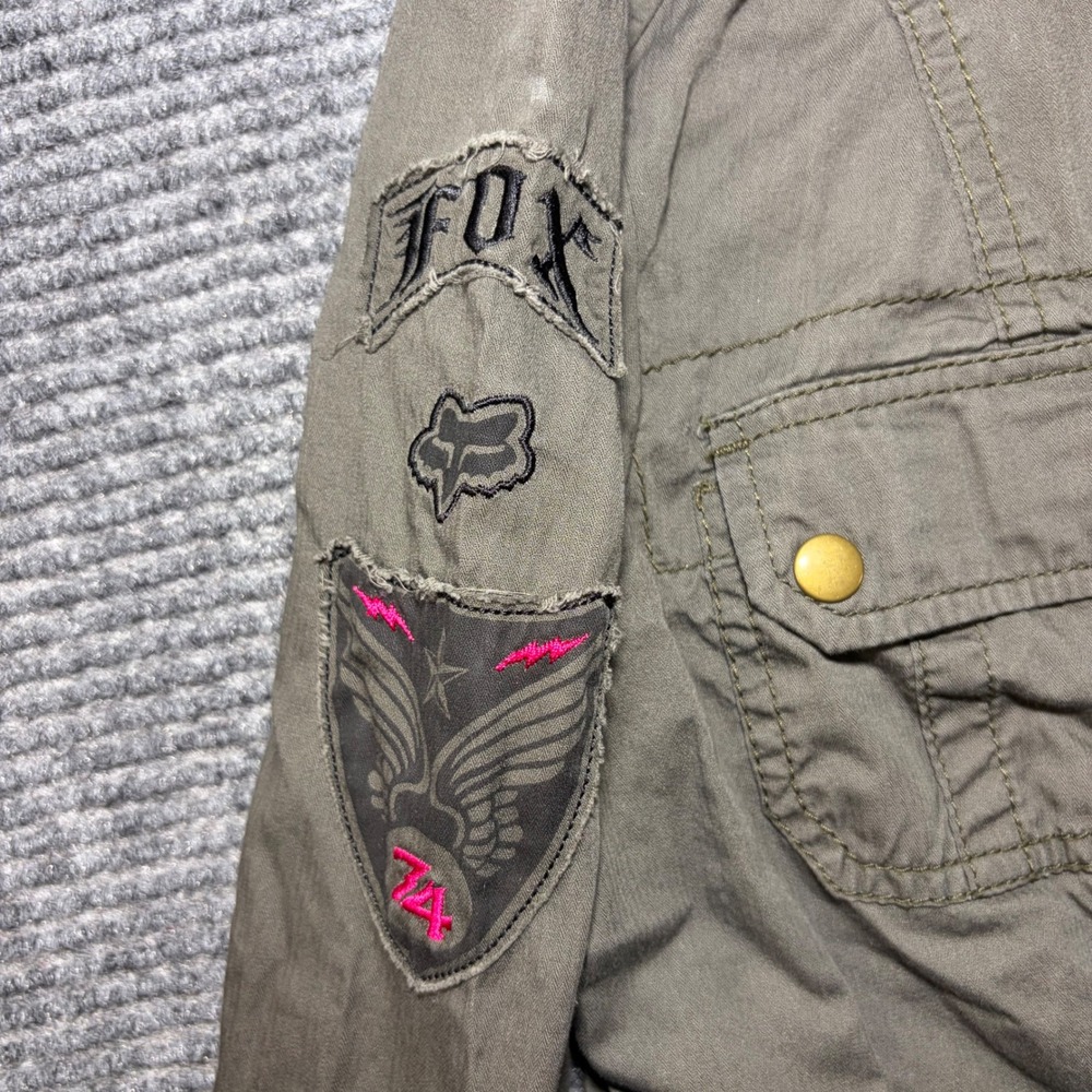 Fox Racing Women Olive Green Snap Front Utility Shirt Long Sleeve Moto Large - Picture 4 of 10